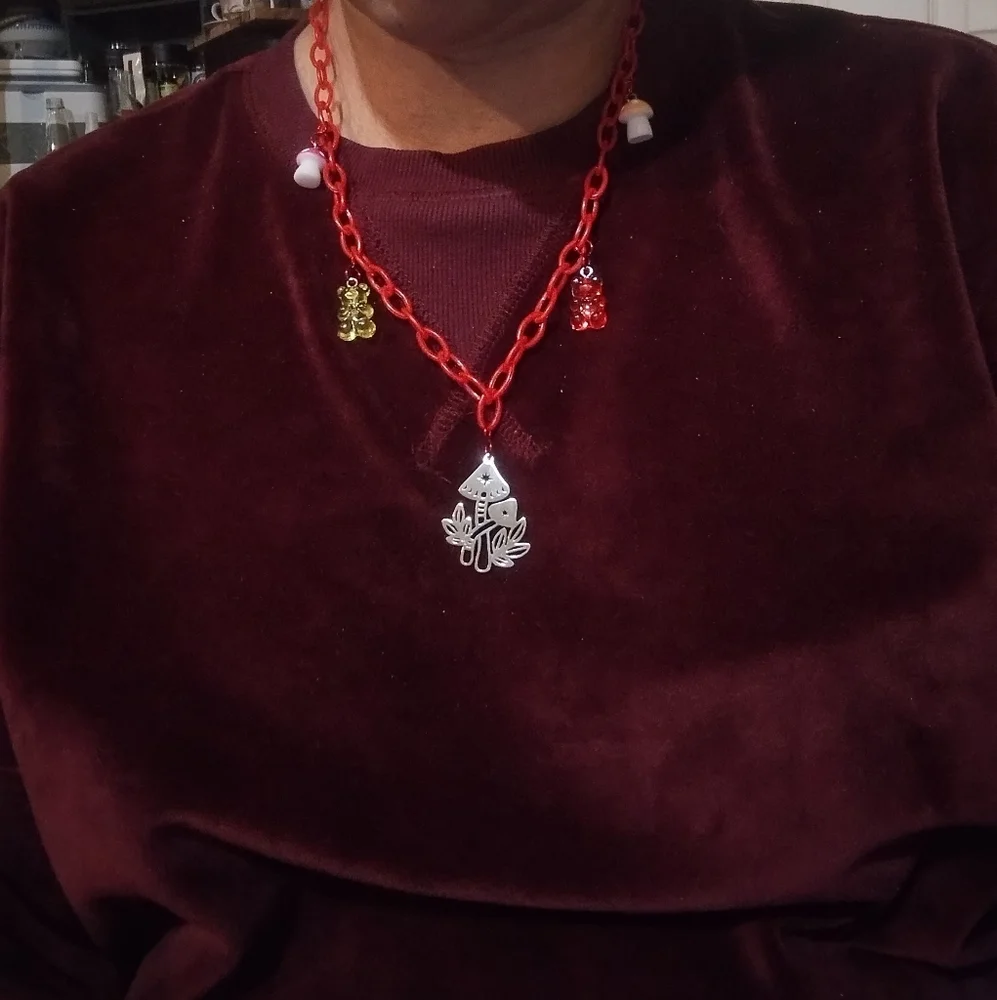 PUNKY Mushroom and Gummy Bear Necklace.